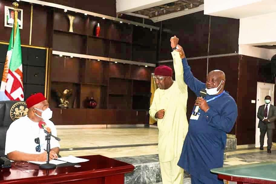 GOV. UZODIMMA RECEIVES THE CANDIDATE OF THE APC IMO NORTH SENATORIAL ELECTION