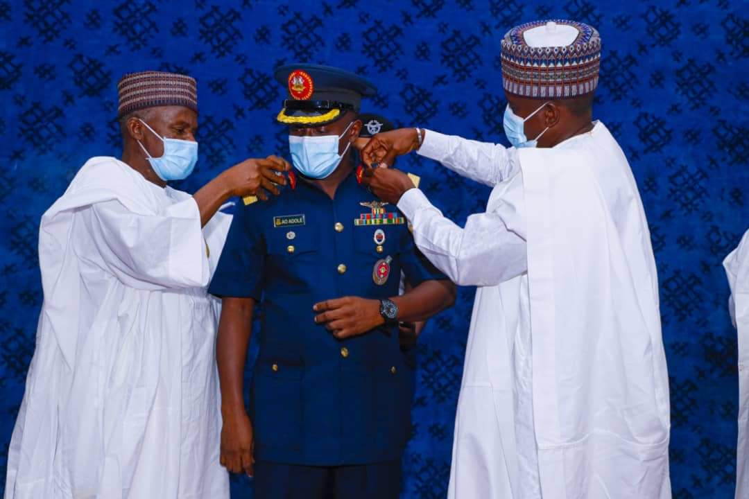NAF DECORATES RECENTLY PROMOTED SENIOR OFFICERS, AS HMOD CHARGES THEM TO REDEDICATE THEMSELVES TO THE SERVICE OF A BETTER NIGERIA