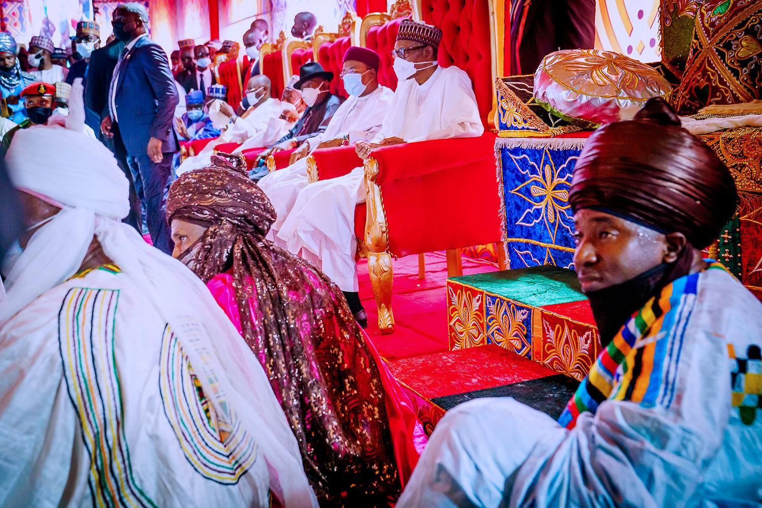 President Muhammadu Buhari at the Solemnisation of the Marriage Contract between his son Yusuf and Zahra, Daughter of Emir of Bichi, Nasiru Ado Bayero in Bichi, Kano State