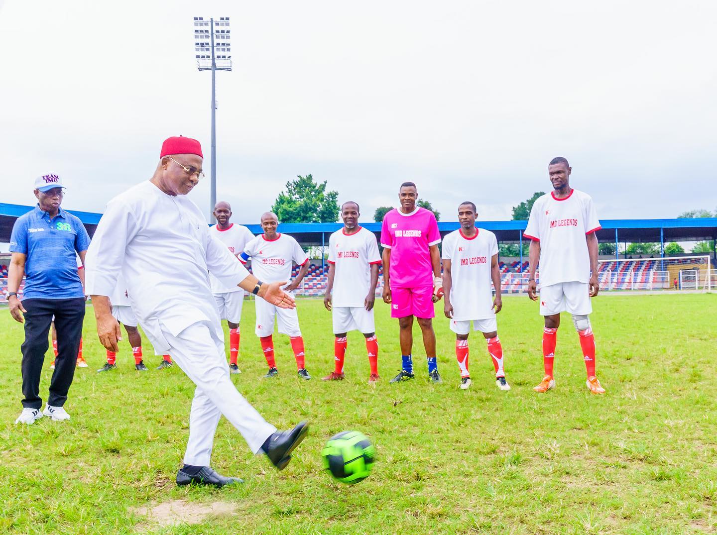 GOV. UZODIMMA CELEBRATES CHIEF ENGR. EMMANUEL IWUANYANWU 80th BIRTHDAY ANNIVERSARY, KICKS-OFF NOVELTY MATCH IN HIS HONOR