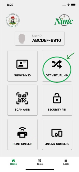 NIMC mobile app Vnin token