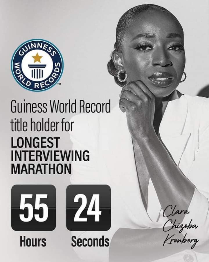 Clara Chizoba from Okija, Anambra State Sets Guinness World Record for Longest Interview Marathon